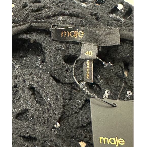 Maje Rozimette Crochet & Sequin Backless Dress Women’s Size FR 40 / US L - Picture 11 of 14